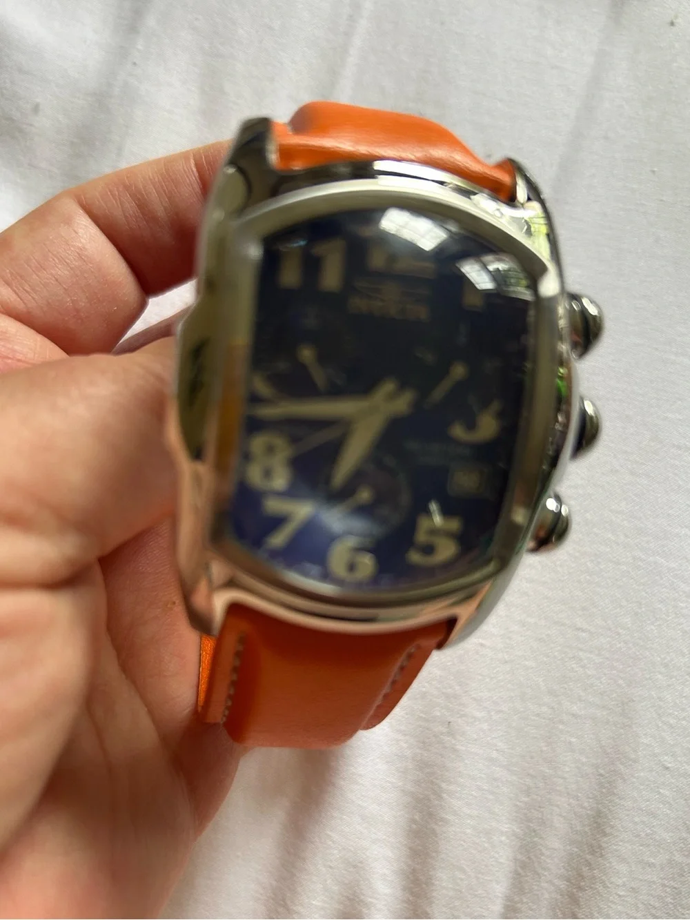 Invicta Orange Leather Strap Chronograph Watch